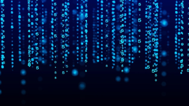 Technology binary code Random falling digits on screen Hacked software Matrix sciense background Big data analytics 3D rendering
