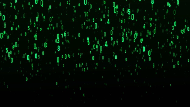 Technology binary code Random falling digits on screen Hacked software Matrix sciense background Big data analytics 3D rendering