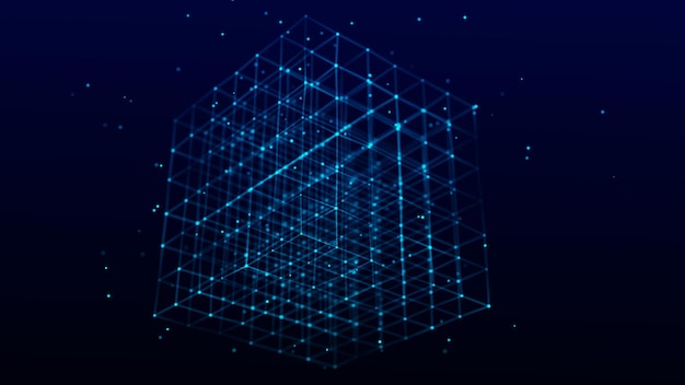 Technology blockchain concept Visualization of the dynamic flow of the cryptocurrency industry Big data flow connections Network connection structure 3D Rendering