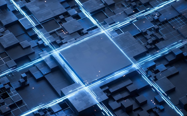 Technology circuit board and core 3d rendering