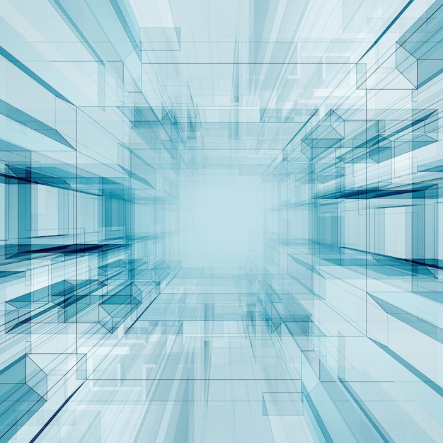 Technology tunnel 3d rendering