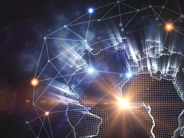 Terrestrial globe with connections International business concept
