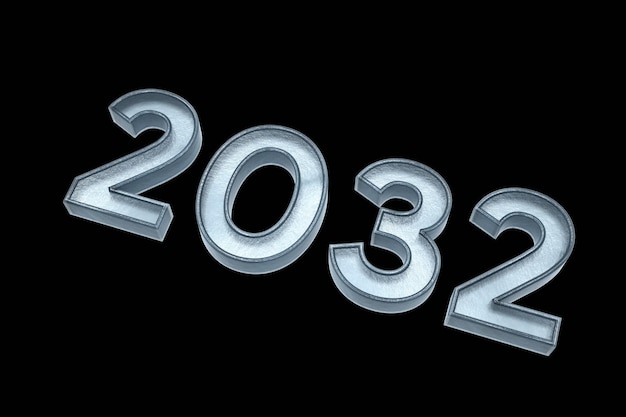 text 2023 blue color 3d illustration render. 2023 number text 3d with black isolated background