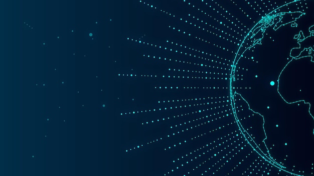 The composition of radiating lines dots and lines connected by big data science and technology