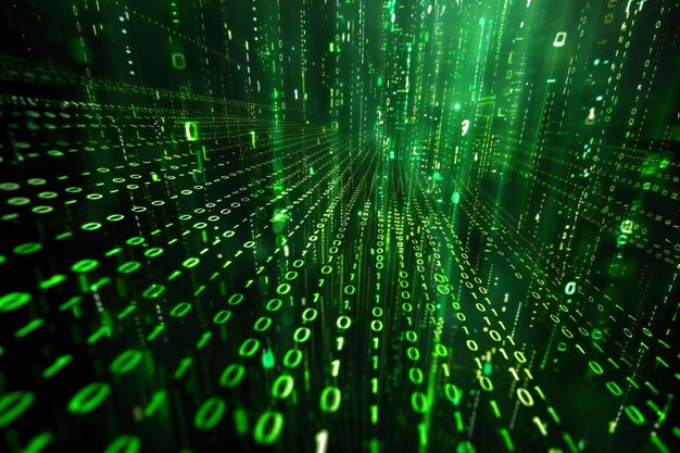 The green code background of the matrix the movie the rotary code is written in white numbers on a