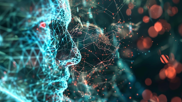 The image shows a 3D rendering of a human face