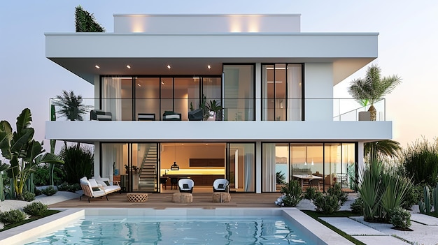 the pool and the house are designed by architect