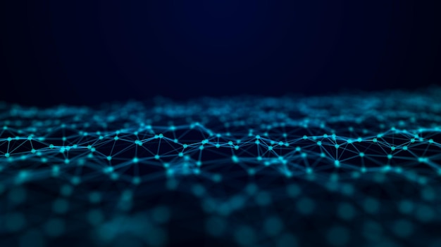 The structure of the network connection of points and lines Data technology Digital background 3D rendering