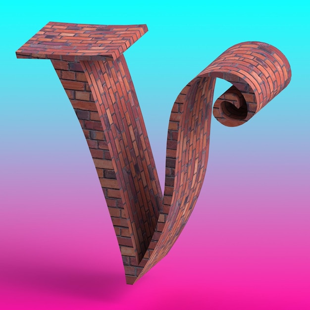 The V alphabet with a unique and interesting texture created using a 3d program