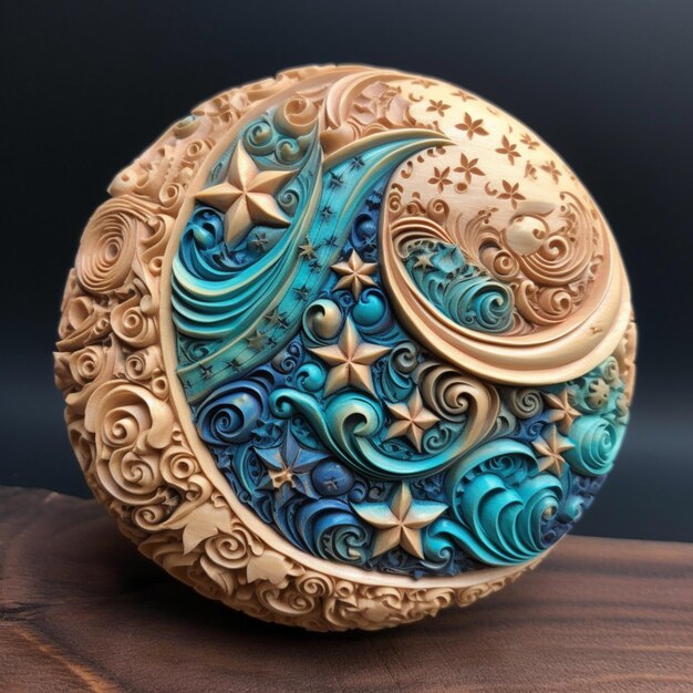 There is a decorative object that is on a table generative ai