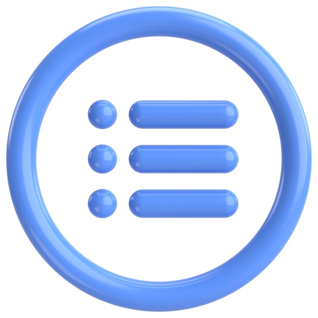 Three bar menu Hamburger menu 3D illustration