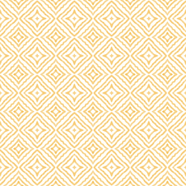 Tiled watercolor pattern. Yellow symmetrical kaleidoscope background. Hand painted tiled watercolor seamless. Textile ready indelible print, swimwear fabric, wallpaper, wrapping.