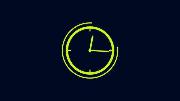 Time clock isolated icon for watch design Clock icon in flat style timer on black background