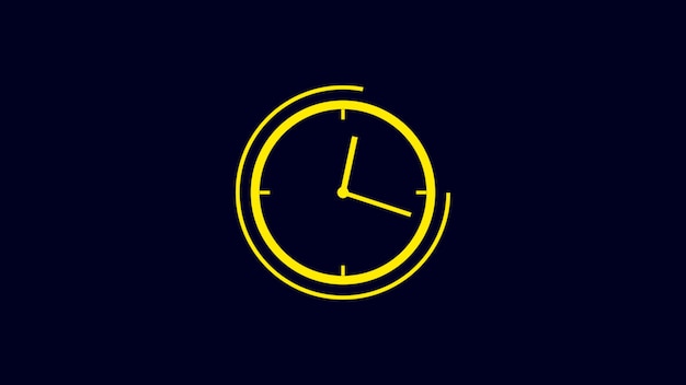 Time clock isolated icon for watch design Clock icon in flat style timer on black background