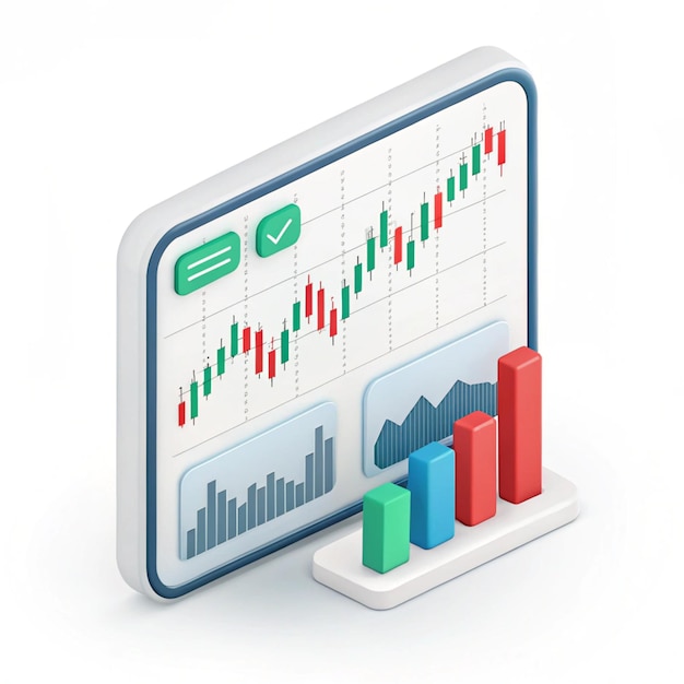 trading chart 3d icon isolated on white background