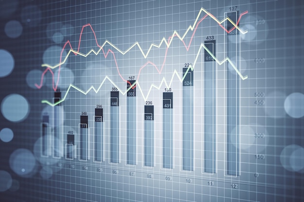 Trading charts and stock information on screen