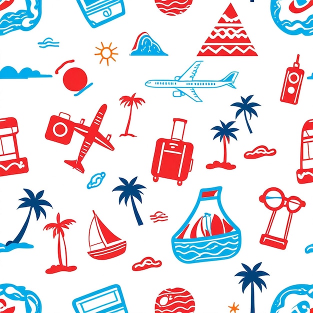 travel seamless pattern background illustration generative ai