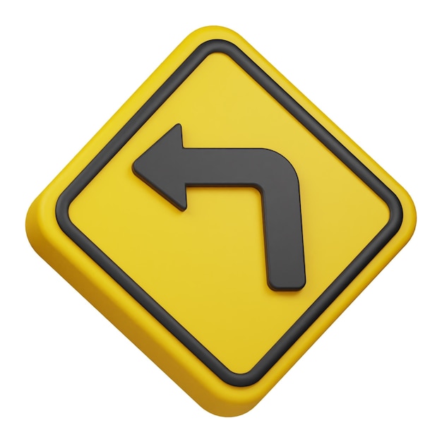 turn left 3d icon isolated on the white background