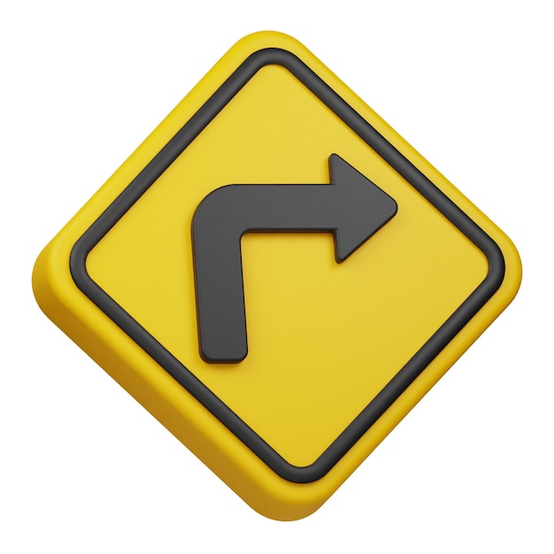 turn right 3d icon isolated on the white background