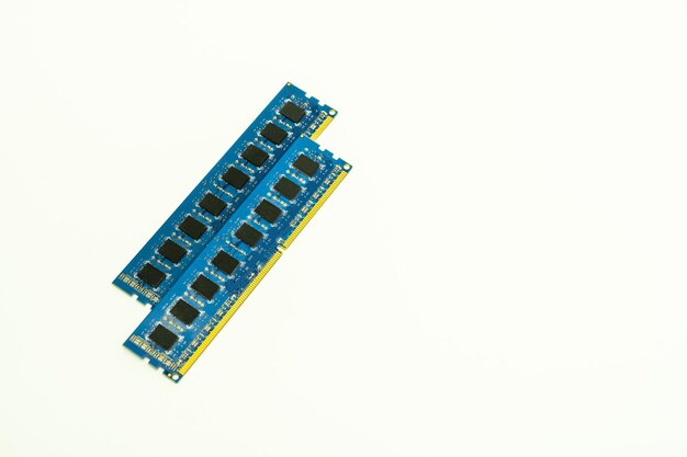 Two 8GB ddr3 ram memory boards on a white surface