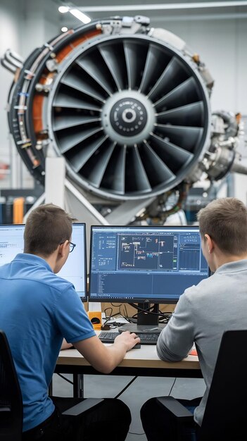 Two Turbine Engine Developers Working on Programming a Prototype Jet Engine on Desktop Computer