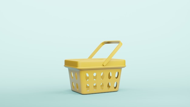 Tyhjä muovinen ostoskori myymälä 3D-renderöinti .