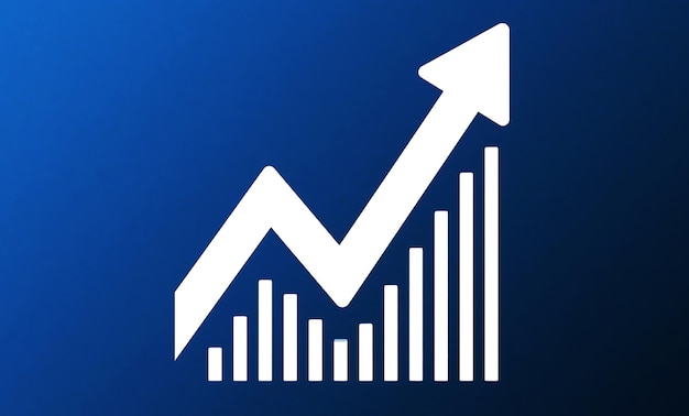 Upward Growth Chart with Arrows on Dark Blue Gradient Background