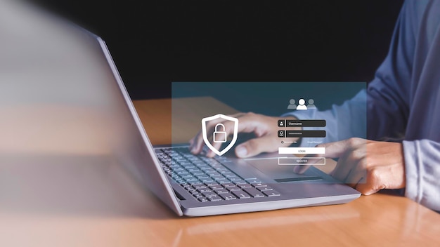 user authentication system with name and password cyber security concept