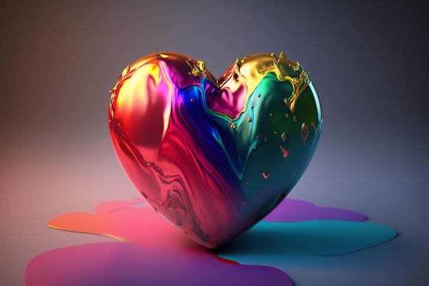 Värikäs kuvitus sateenkaaren värisestä LGBTQ-sydämestä ja nestemäisestä sateenkaariefektistä