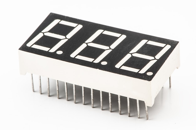 Various electronic components close-up set on isolated white background