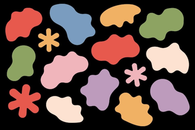 Vibrant Abstract Shapes Pattern on Black Background