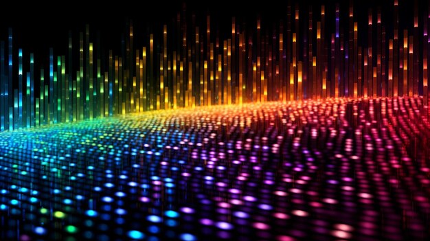 Vibrant and colorful data code wallpaper featuring rainbow lights representing the dynamic and diverse nature of programming with an array of captivating colors Generative Ai