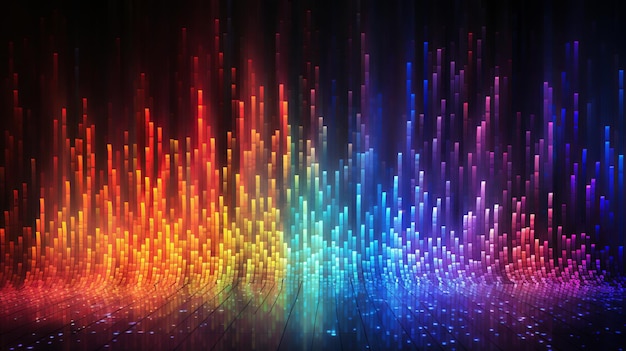 Vibrant and colorful data code wallpaper featuring rainbow lights representing the dynamic and diverse nature of programming with an array of captivating colors Generative Ai