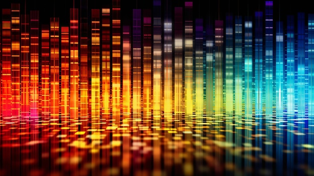 Vibrant and colorful data code wallpaper featuring rainbow lights representing the dynamic and diverse nature of programming with an array of captivating colors Generative Ai
