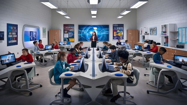 View of modern classroom in school