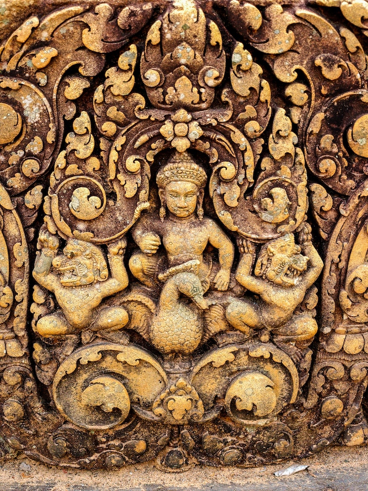Kuva viivapiirros angkor wat angkor thom kambodža