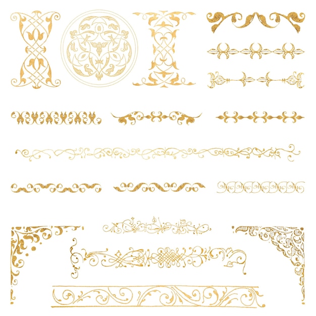 Vintage gold divider png victorian element remix from The Model Book of Calligraphy Joris Hoefnagel and Georg Bocskay