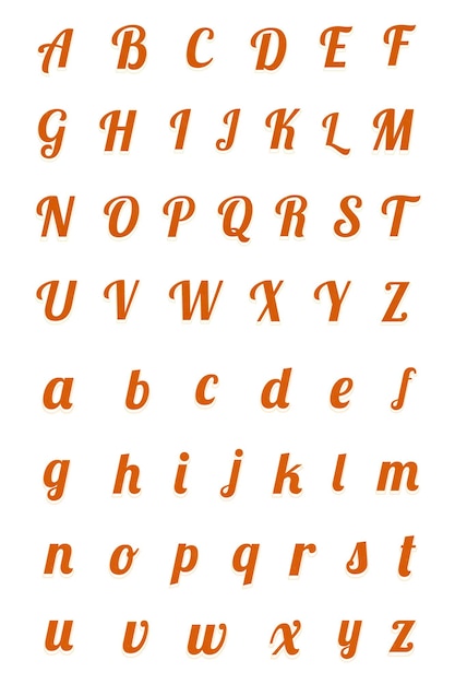 Vintage retro png lettering font set