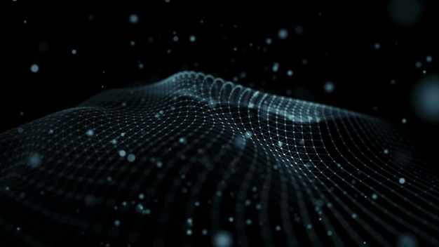 Wave 3d Wave of particles Abstract Geometric Background Big data visualization Data technology abstract futuristic illustration 3d rendering