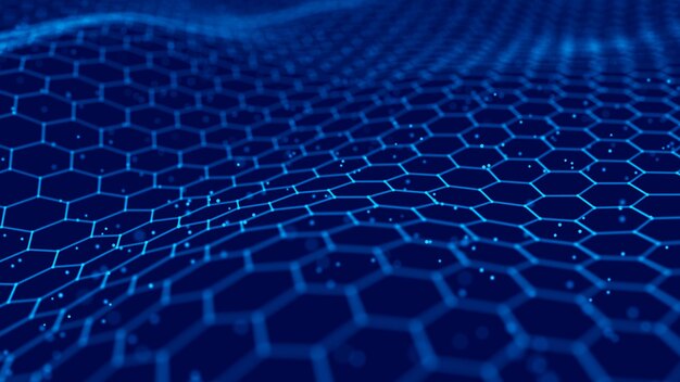 wave of particles abstract background with a dynamic wave big data vector illustration