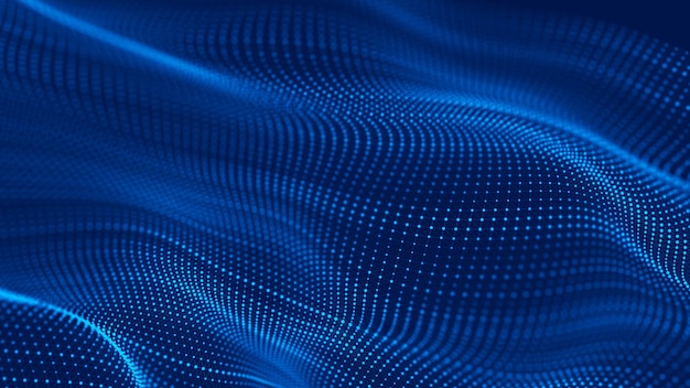Wave of particles Abstract background with a futuristic wave 3d rendering