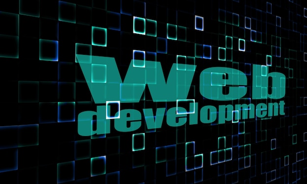 Web development word on digital background