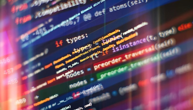 Web programming functions on laptop on laptop IT business Python code computer screen Mobile application design Concept