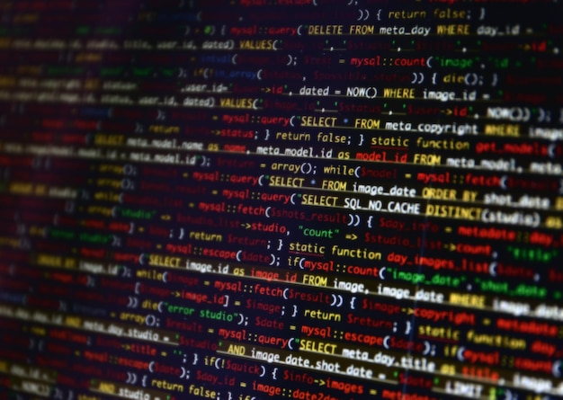 Web site codes on computer monitor closeup