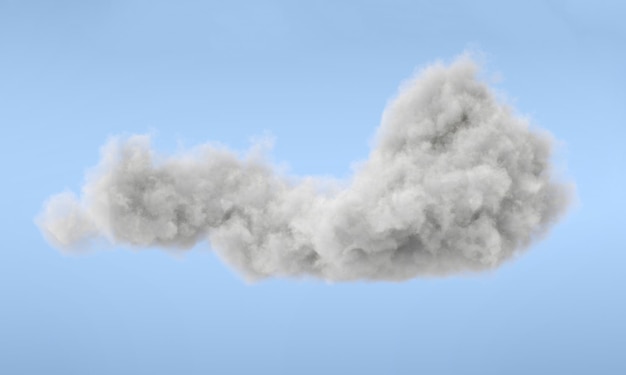 White 3d cloud isolated on a blue background Realistic cloud in the blue sky 3D Rendering