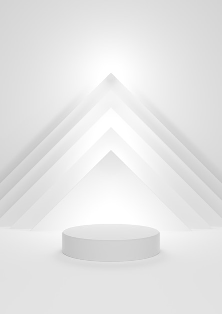 white  3d illustration minimal product display background cylinder stand abstract pyramid triangle