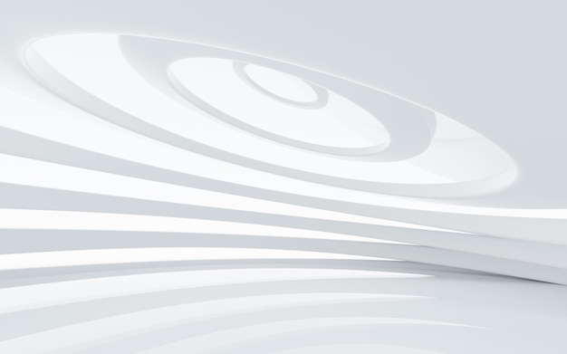 white abstract curvilinear architecture 3d rendering