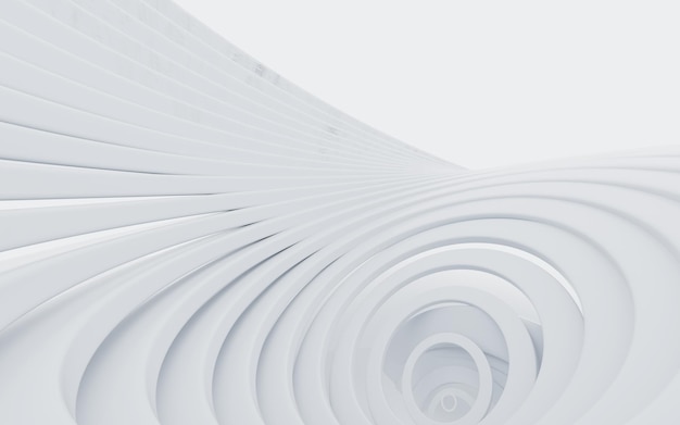 White abstract curvilinear architecture 3d rendering