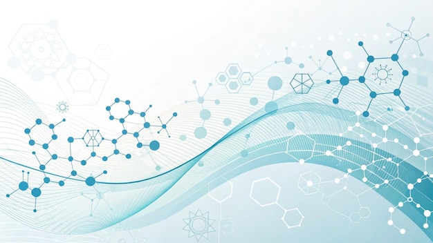 White and light blue medical abstract gradient background with molecules web banner Medical
