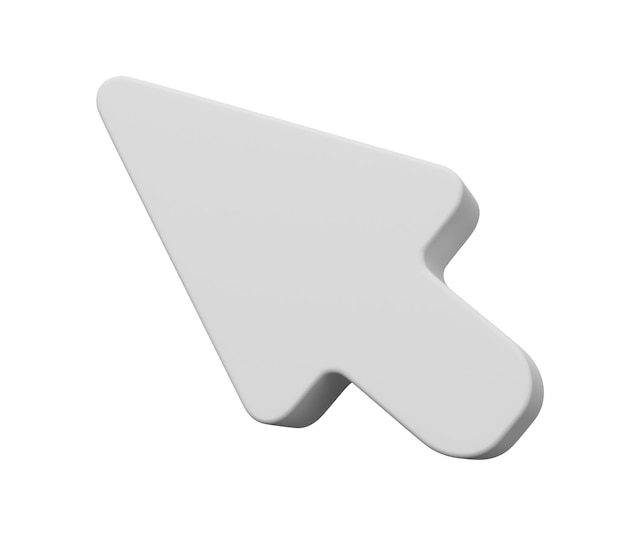 White arrow pointer 3d symbol 3d render cartoon minimal icon illustration
